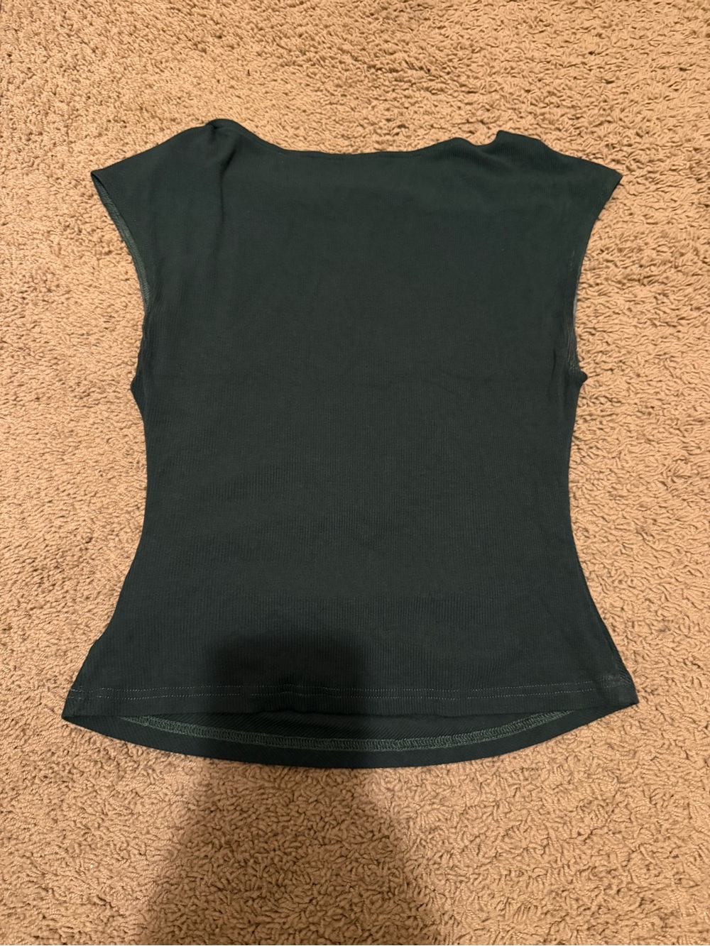 Women’s Dark Green Ribbed Cap Sleeve Tank Top